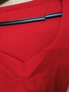 Red Ruched Front Crop Top