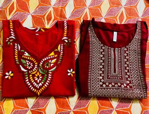 Vbuyz Sequinned And Hand Embroidery Kurti Combo