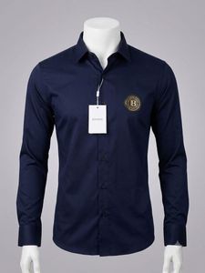 Balmain Navy Logo Patch Dress Shirt