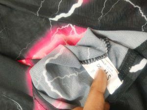 Lightning Print Mesh Top