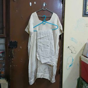 Elegant Cream Kurta with Pants Set