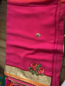 Vibrant Pink Embroidered Saree