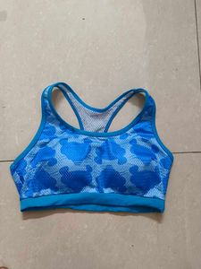 Blue padded Camo Sports Bra