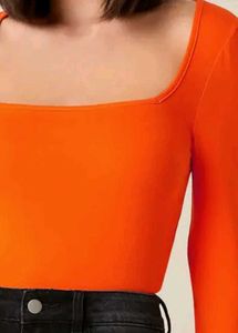 Orange Ribbed Tank Top