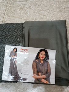 New Satin Grey Saree