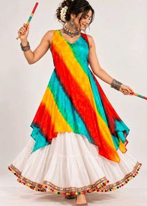🔥 BUY 1, GET 1 FREE 🔥Tie-Dye Layered Ethnic Gown