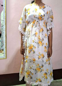 Floral Print Kaftan Kurta