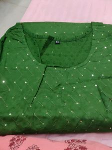 A Brand New  DEEP GREEN sequined 54 Size Kurta