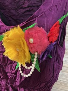 Boho Floral Applique Purple Tank Top