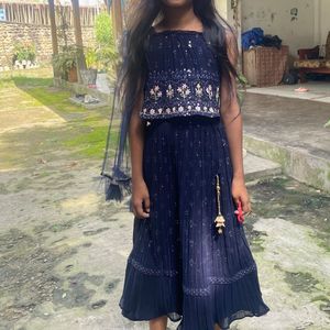 Beautiful Navy Blue Georgette Lehenga for Girls