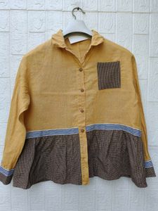 New with tag Korean Stylish Yellow Peplum Top