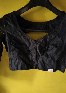 Black raw silk readymade blouse