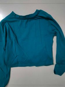 Teal Long Sleeve Knotted T-Shirt