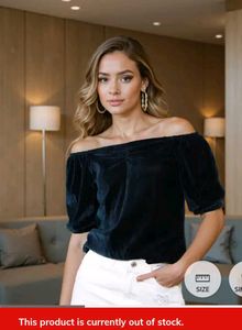 Velvet Puff Sleeve Top