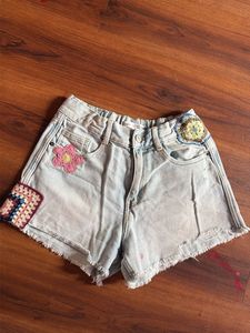Zara Distressed Denim Shorts with Crochet Patches