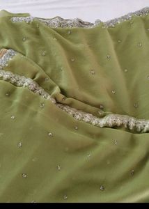 Green Embroidery Printed Fancy Saree (Women)