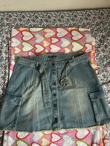 DressBerry Cute Denim Cargo Mini Skirt