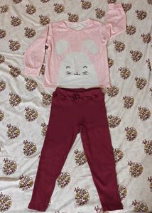 Cute Bunny Top & Leggings Set for Girls