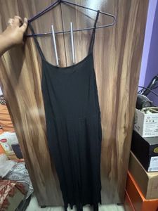 Black Ribbed Spaghetti Strap Jumpsuit