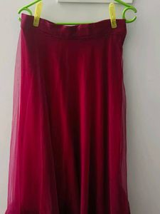 Maroon Net Embroidered Lehenga