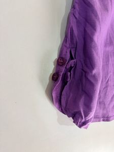 Purple V-Neck Short Sleeve Top
