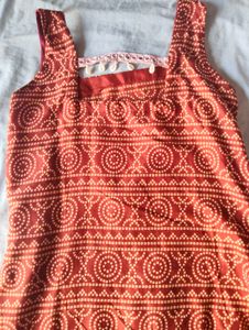 Red Ethnic Kurta with Black Skirt