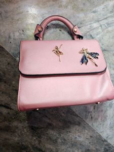 Chic Pink Handbag with Ballet & Dragonfly Embellis