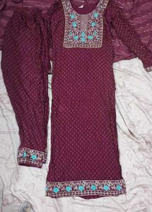 Elegant Maroon Kurta Set with Dupatta