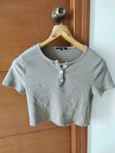 Zudio Striped Cropped Top