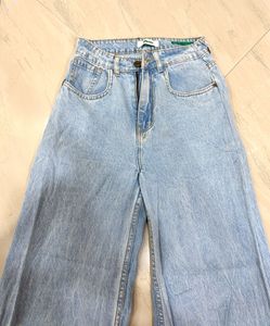 Light Wash Distressed Wide Leg Jeans