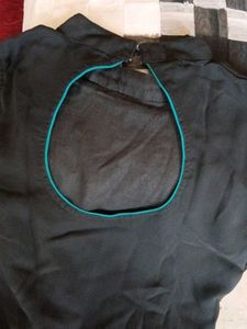 Black long dress with Teal Rose Print