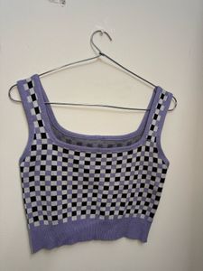 Checkered Crop Tank Top