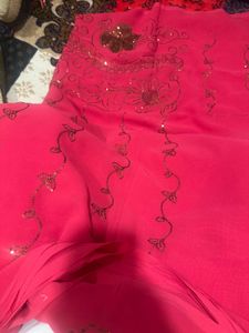 Elegant Pink Embroidered Saree