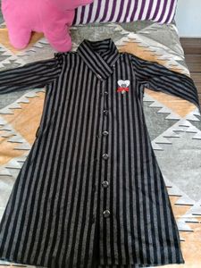 striped semi wool middi