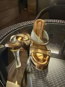 Elegant Gold Embellished Heels