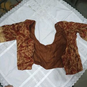 Rust Brown Golden Embroidered Blouse