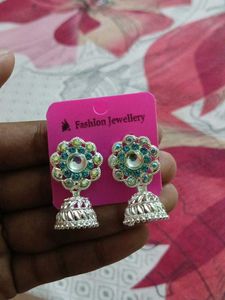 Exquisite Jhumka Earrings with Stone Work