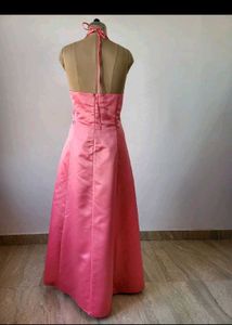 Elegant Pink Halter Neck Maxi Dress