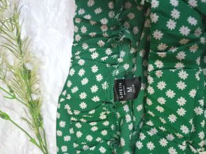 Green Floral Print shein Shorts