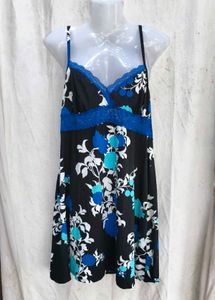 I. Floral Nightgown with Lace Trim