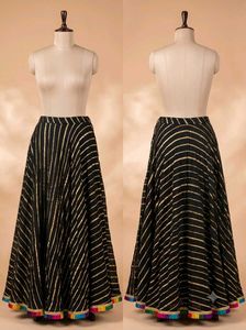 #Navratri Elegant Black Striped ethnic skirt
