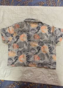 Stylish Tropical Print Button-Up Shirt