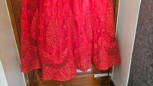 Stunning Red Lace Ethnic Gown with cancan