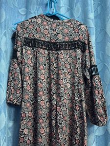 Boho Floral Print Tunic Top