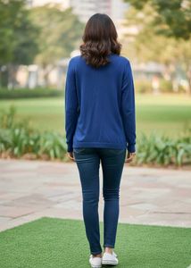 Imported Blue V-Neck Pullover Sweater