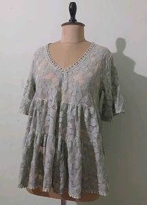 Boho Lace Tiered Tunic Top