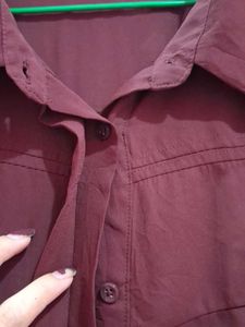 Stylish Maroon Button-Up Shirt