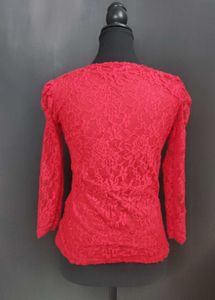 Red Lace Long Sleeve Top