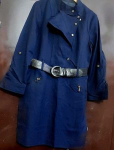 Navy Blue Stylish Trench Dress for 34 Bust