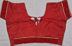 Elegant White &amp; Red Embroidered Saree with Blouse